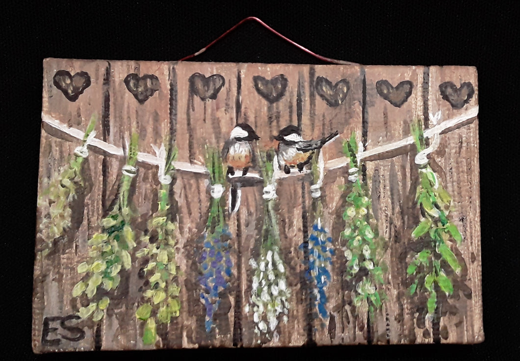 Micro- Chickadees w/Herbs 2x3