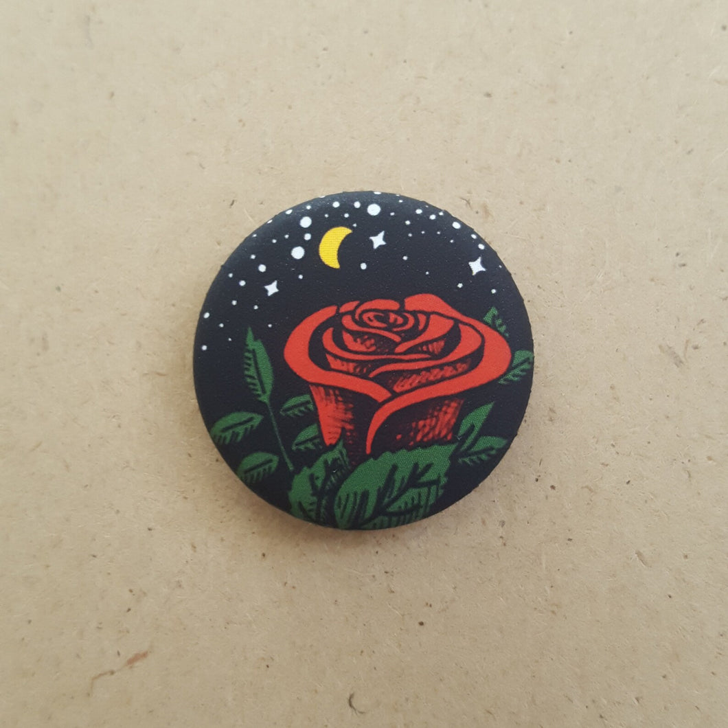 1in Pin Button- Night Rose