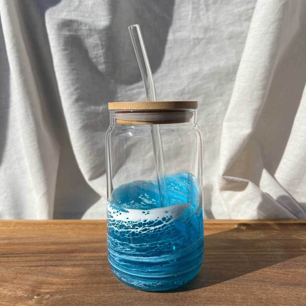 Glass Tumbler Ocean Resin