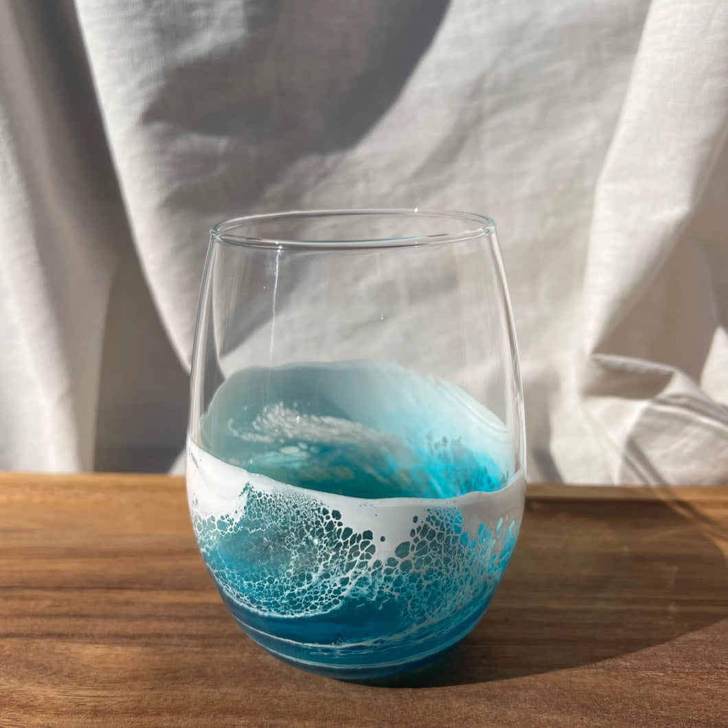 Stemless Wine Glass Ocean Resin